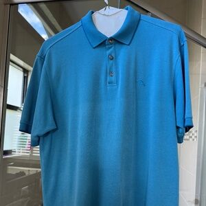 Tommy Bahama Textured Polo Shirt-Size L-blue